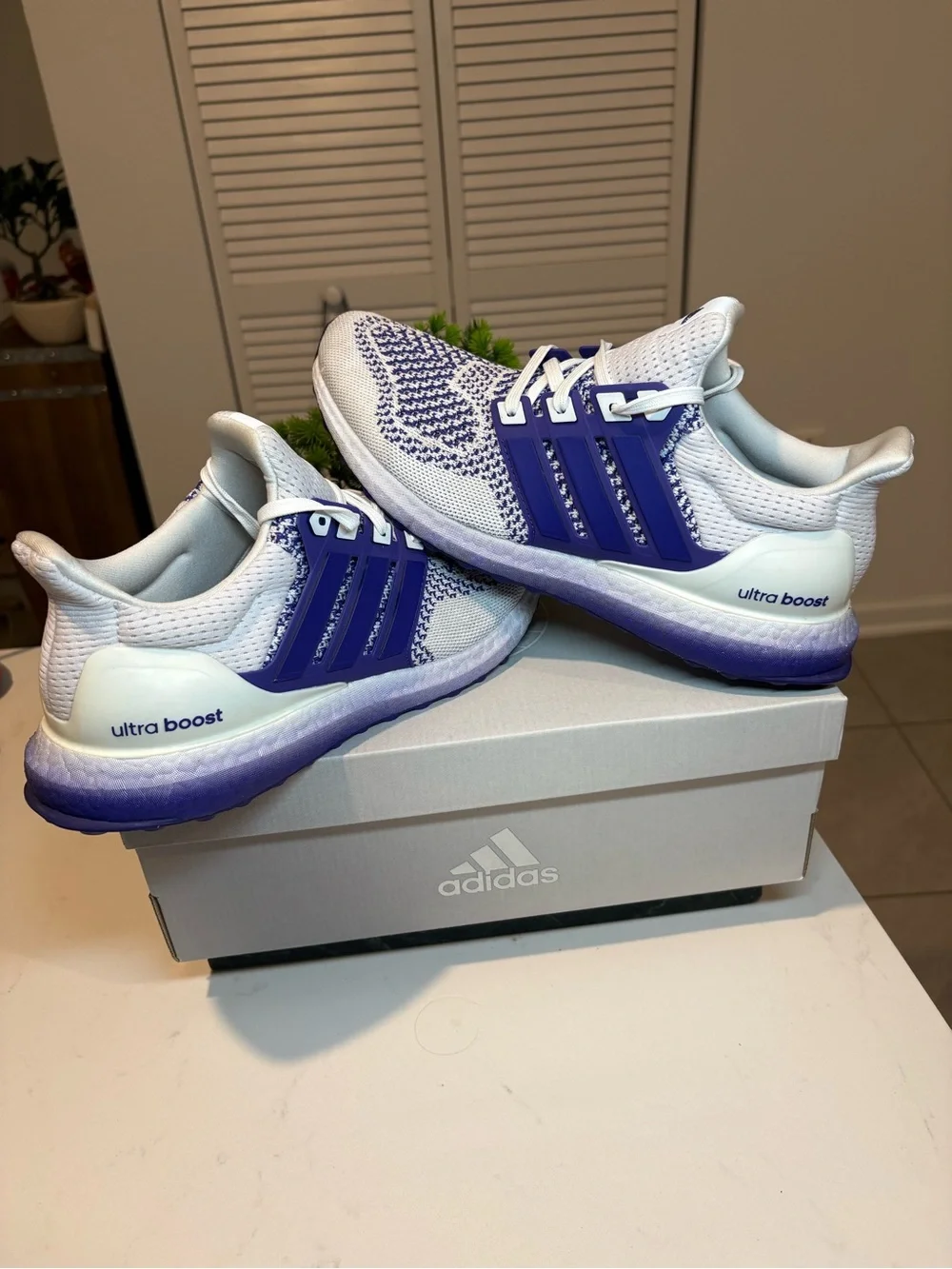 Adidas Ultraboost 1.0 Women’s purple graffiti running shoes size 10 like new